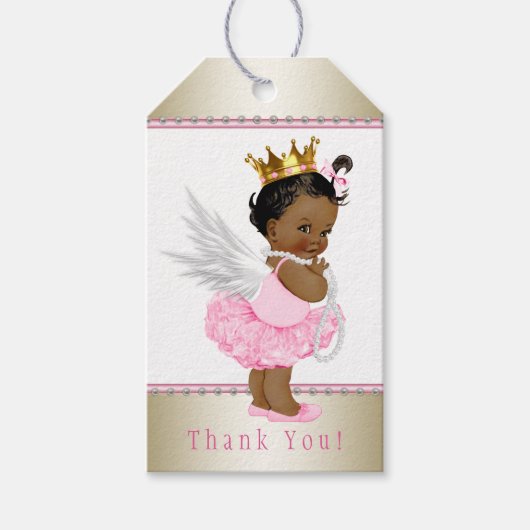 Etnische engel meisje babyshower cadeaulabel (Voorkant)