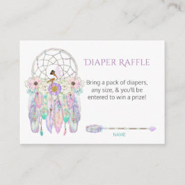 Etnische Fairy Dream Catcher Feathers Luier Raffle Informatiekaartje