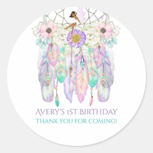 Etnische Fee Boho Droomvanger Pastelkleuren Veren Ronde Sticker