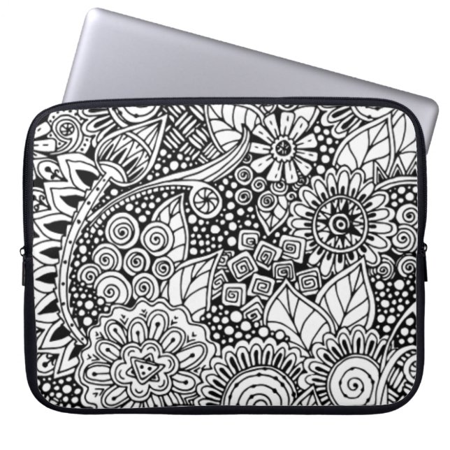 Etnische Floral geïnspireerd Laptop Sleeve (Voorkant)