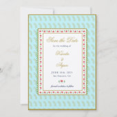 Etnische Floral Lijst Indische bruiloft Bewaar dat Kaart (Voorkant)