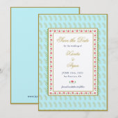 Etnische Floral Lijst Indische bruiloft Bewaar dat Kaart (Voorkant / Achterkant)