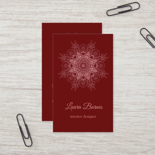 etnische florale koraal mandala . visitekaartje (Voorkant / Achterkant in situ)