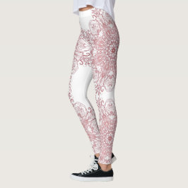 Etnische florale koraalmandala. leggings