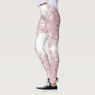 Etnische florale koraalmandala. leggings