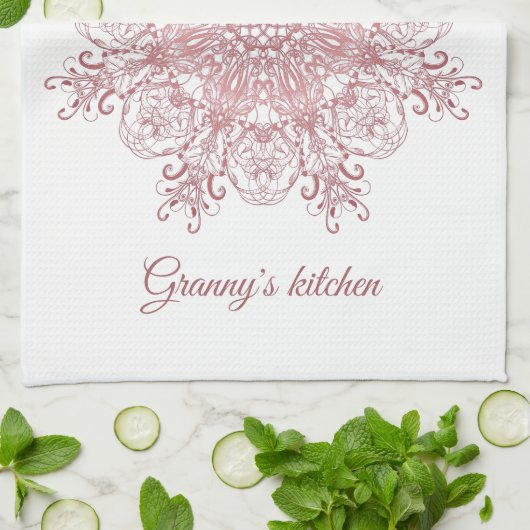 Etnische florale koraalmandala. theedoek (Gevouwen)