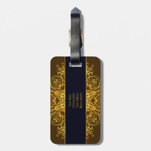 Etnische florale mandala. bagagelabel (Achterkant verticaal)