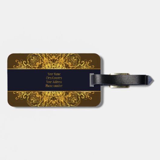 Etnische florale mandala. bagagelabel (Achterkant horizontaal)