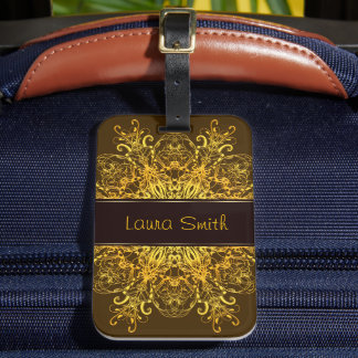 Etnische florale mandala. Floral Crown Bagagelabel