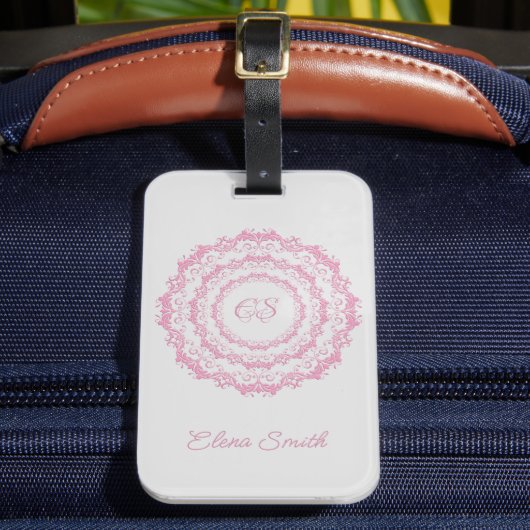 Etnische florale mandala. Floral Crown Bagagelabel (Voorkant Insitu 2)