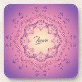 Etnische florale mandala. Floral Crown Bier Onderzetter (Voorkant)