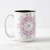 Etnische florale mandala. Monogram. Tweekleurige Koffiemok (Links)