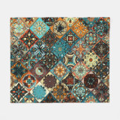 Etnische florale mandala naadloos. Kleurrijk m Fleece Deken (Voorkant (Horizontaal))