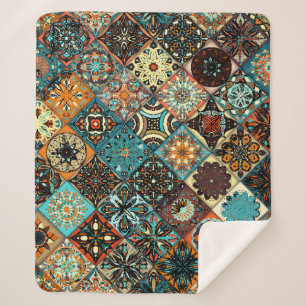 Etnische florale mandala naadloos. Kleurrijk m Sherpa Deken