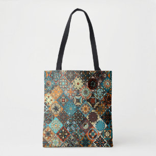 Etnische florale mandala naadloos. Kleurrijk m Tote Bag