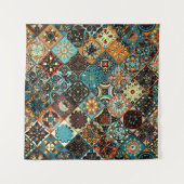 Etnische florale mandala naadloos. Kleurrijk m Wandkleed (Voorkant (horizontaal))