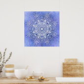 Etnische florale mandala op de grunge achtergrond. poster (Keuken)