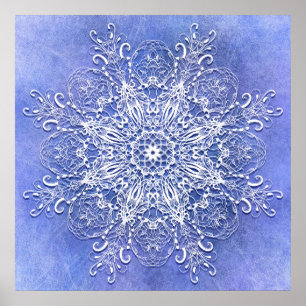 Etnische florale mandala op de grunge achtergrond. poster