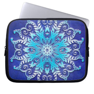 etnische florale mandala op grunge achtergrond laptop sleeve