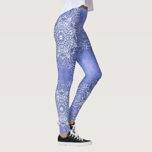 Etnische florale mandala op grunge achtergrond leggings (Rechts)