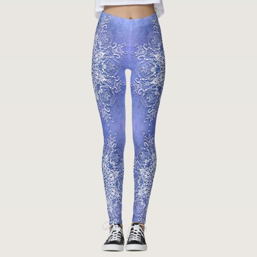 Etnische florale mandala op grunge achtergrond leggings (Voorkant)