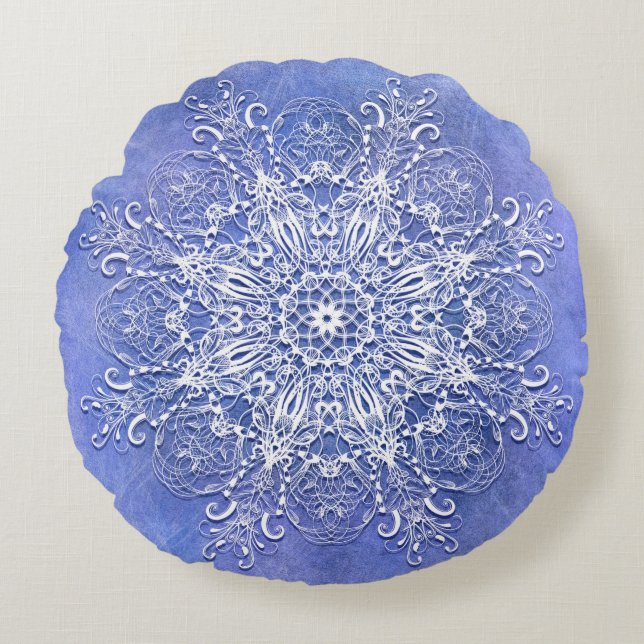 Etnische florale mandala op grunge achtergrond rond kussen (Voorkant)