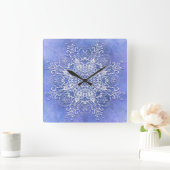 Etnische florale mandala op grunge achtergrond vierkante klok (Huis)