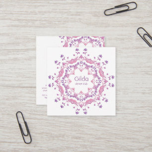 Etnische florale mandala. tekst. vierkante visitekaartje