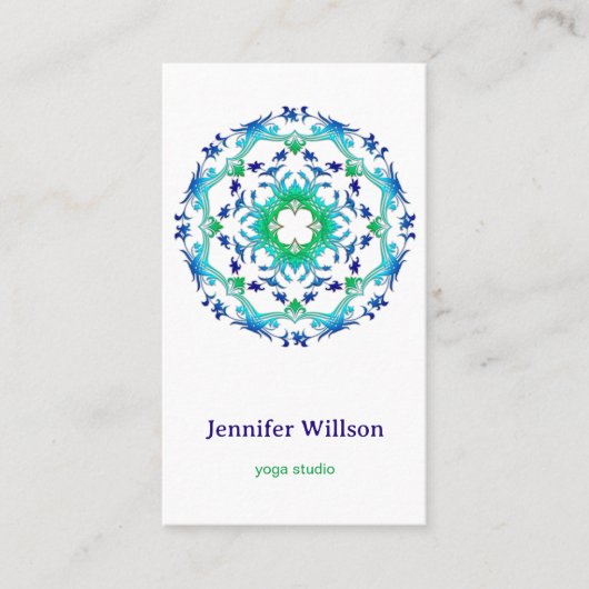 Etnische florale mandala. text. visitekaartje (Voorkant)