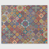 Etnische florale mandala Verpakkingspapier Cadeaupapier (Vlak)