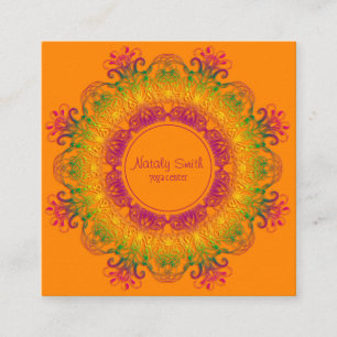 Etnische florale mandala.  vierkante visitekaartje