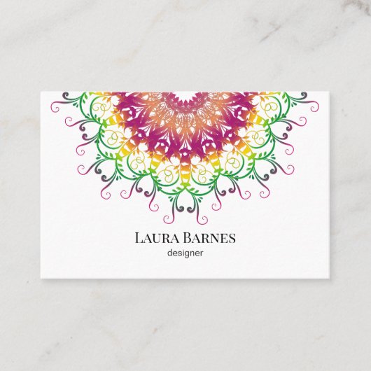 Etnische florale mandala. visitekaartje (Voorkant)
