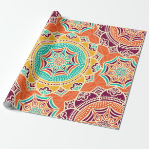 Etnische florale naadloos patroon cadeaupapier