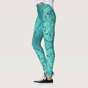 Etnische florale turkooise grunge mandala leggings