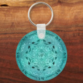 Etnische florale turkooise grunge mandala sleutelhanger (Voorkant)