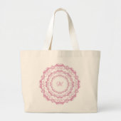 Etnische florroze mandala. Monogram. Grote Tote Bag (Voorkant)