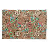 Etnische folk abstract bloemmotief retro bruin kussensloop (Achterkant)