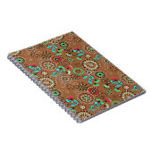 Etnische folk abstract bloemmotief retro bruin notitieboek (Rechterzijde)
