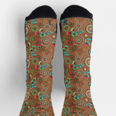 Etnische folk abstract bloemmotief retro bruin sokken (Top)