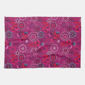 Etnische folk abstract bloemmotief retro crimson theedoek (Horizontaal)