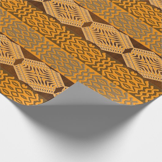 Etnische Geometrische Afrikaanse Sinaasappel Cadeaupapier (Hoek)