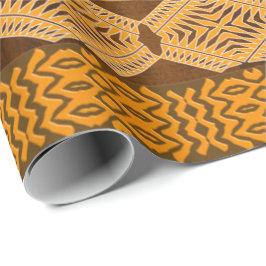 Etnische Geometrische Afrikaanse Sinaasappel Cadeaupapier