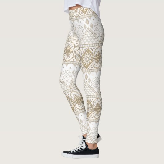 Etnische Geometrische Bloemen Tribal Naadloos Patr Leggings (Links)