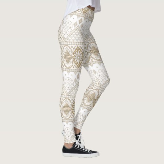 Etnische Geometrische Bloemen Tribal Naadloos Patr Leggings (Rechts)