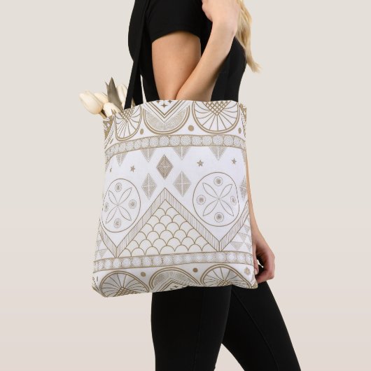 Etnische Geometrische Bloemen Tribal Naadloos Patr Tote Bag (Dichtbij)
