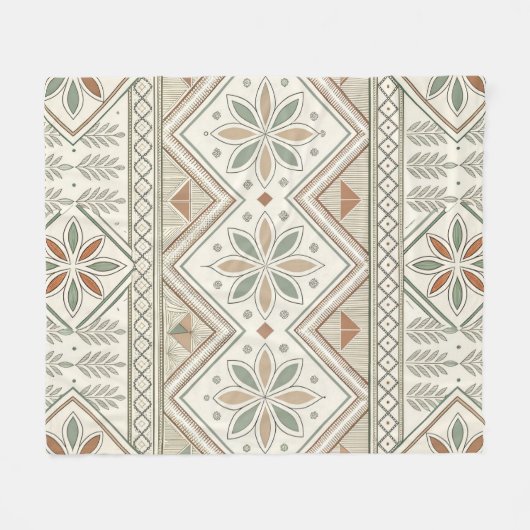 Etnische geometrische bloementribale naadloze patr fleece deken (Voorkant (Horizontaal))