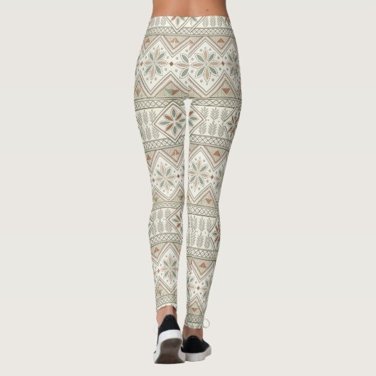Etnische geometrische bloementribale naadloze patr leggings (Achterkant)