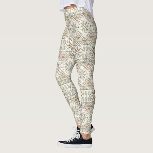 Etnische geometrische bloementribale naadloze patr leggings (Links)