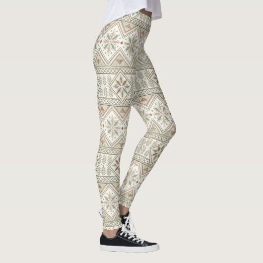 Etnische geometrische bloementribale naadloze patr leggings (Rechts)