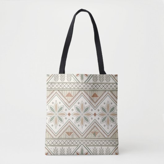 Etnische geometrische bloementribale naadloze patr tote bag (Voorkant)